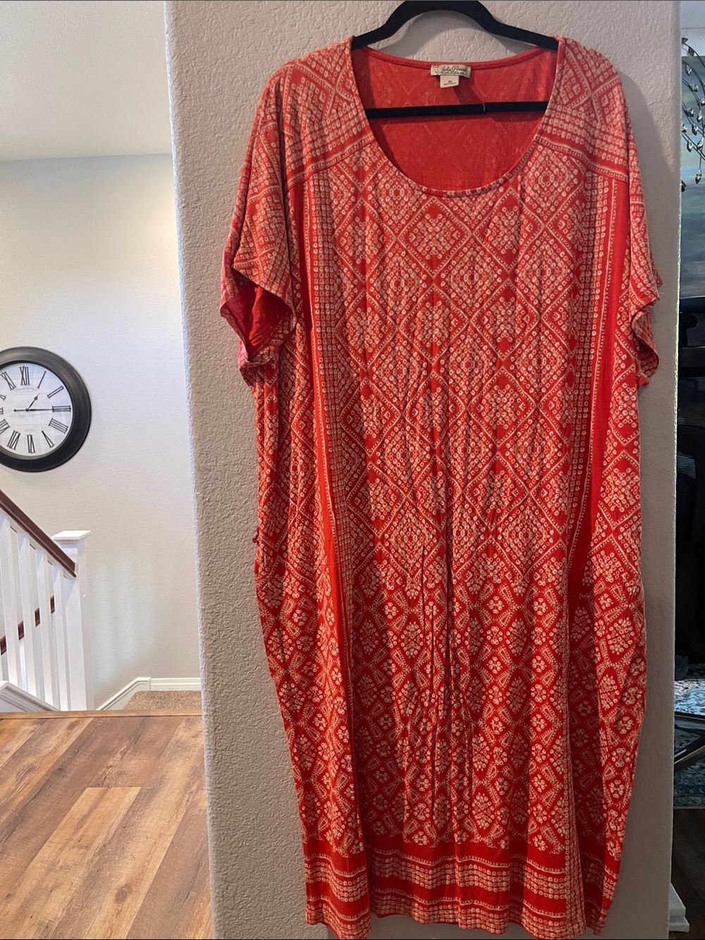 Lucky Brand Red Printed Maxi Dress 3X New